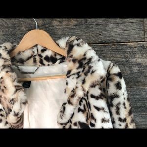 Faux white leopard coat